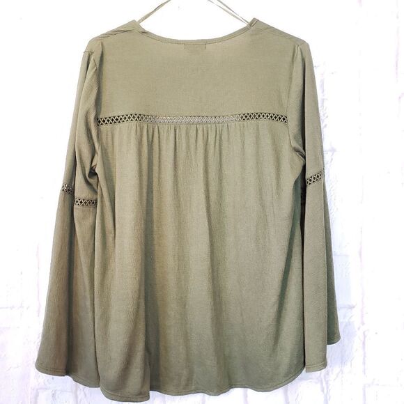 NEW DIRECTIONS Olive Green Open-Front Top - Picture 6 of 6